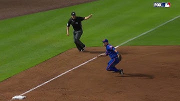 NYM@ATL: Flores gets forceout to escape trouble