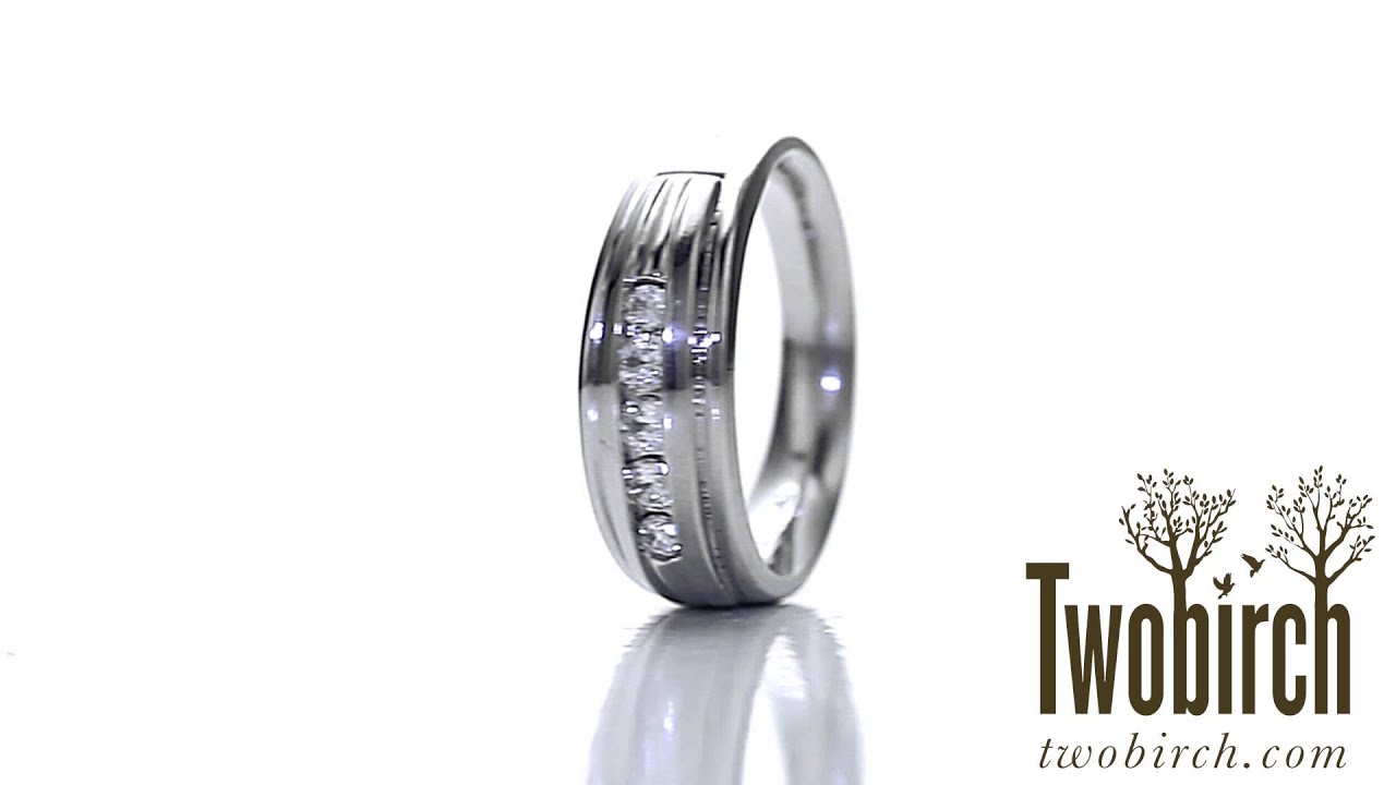 0.5ct Classic Five Stone Channel Set Men's Wedding Ring - TwoBirch TB-GR-0021-WG-H