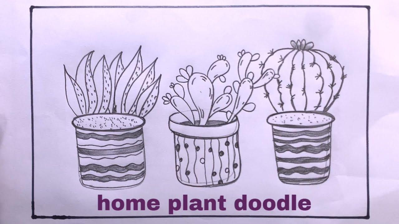 Drawing Doodle Home Plant Easy/How To Draw Doodle Home Plant Step By  Step/Home Plant Drawing