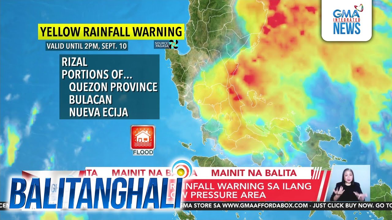 PAGASA - Yellow rainfall warning sa ilang lugar dahil sa low pressure area | Balitanghali