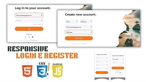 Responsive Login and Registration Form Using Html, CSS and JavaScript