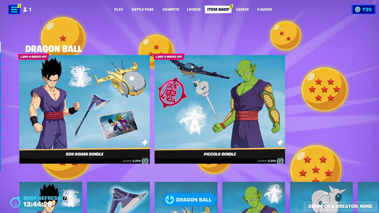Fortnite All NEW Dragon Ball Skins Item Shop Showcase! (Son Gohan