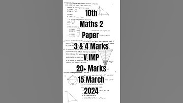 ✅15th March MATHS 2 Boards 2024 Paper 😱𝟯&𝟰 𝗠𝗔𝗥𝗞𝗦 𝗦𝗨𝗠𝗦 𝗘𝗫𝗣𝗢𝗦𝗘𝗗😱🔥Geometry Most IMP Questions 2024🔥