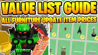 Roblox Islands VALUE LIST GUIDE | Furniture Update Item Prices