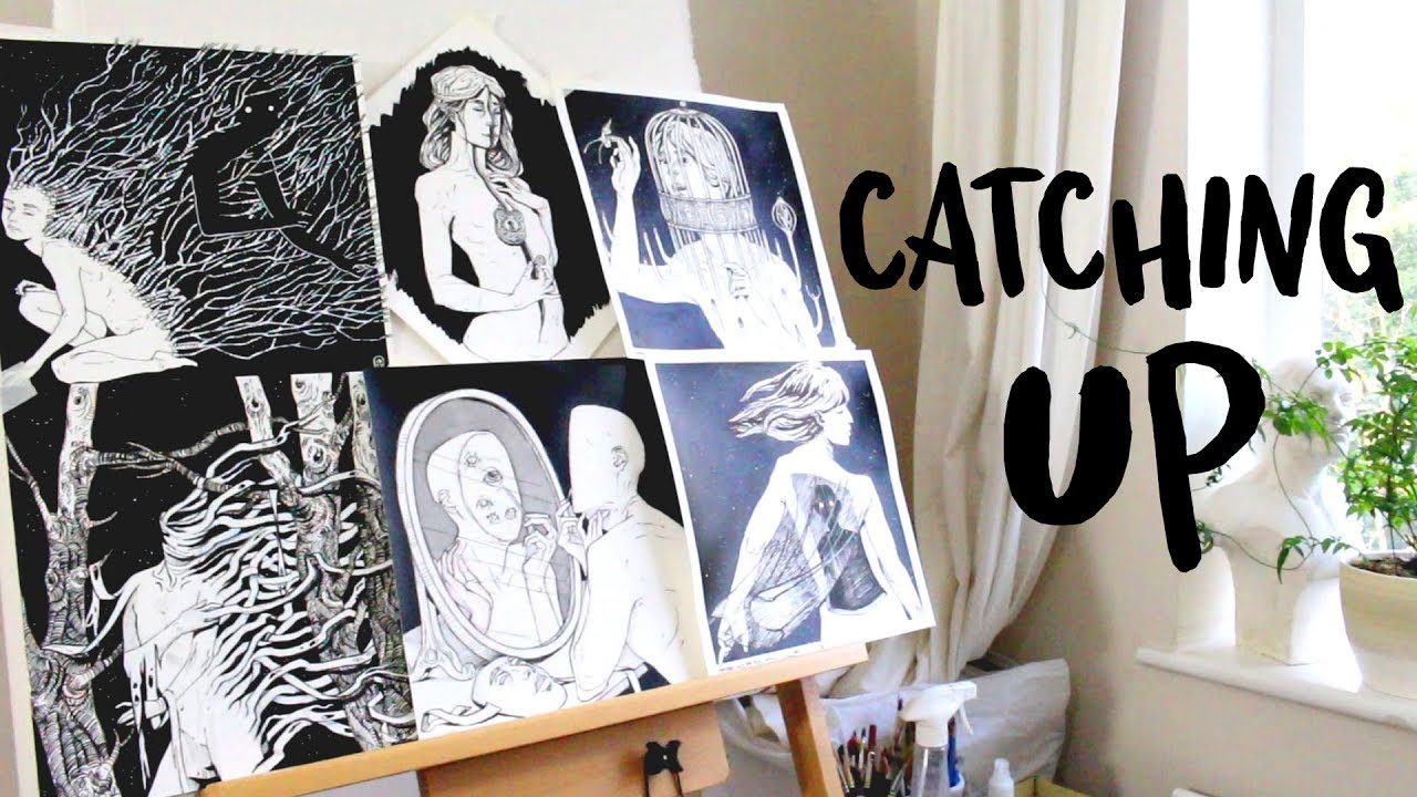 Halfway There! - New Painting, Inktober Catch-up, Enamel Pin Design, ART VLOG