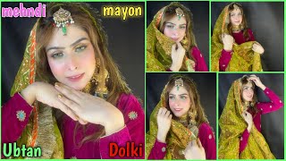 Mehndi |Dolki |Mayon Easy Makeup Tutorial|Step By Step|Soft Look|Makeup With Green and Pink Dress| screenshot 3