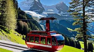 🇨🇭 GRINDELWALD to GRINDELWALD FIRST, Cable Car, SWITZERLAND, 4K, Wonderful nature