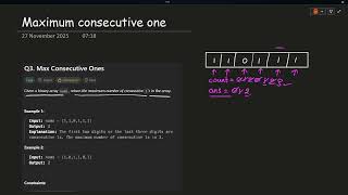 Maximum consecutive one | Leetcode | DSA | Array
