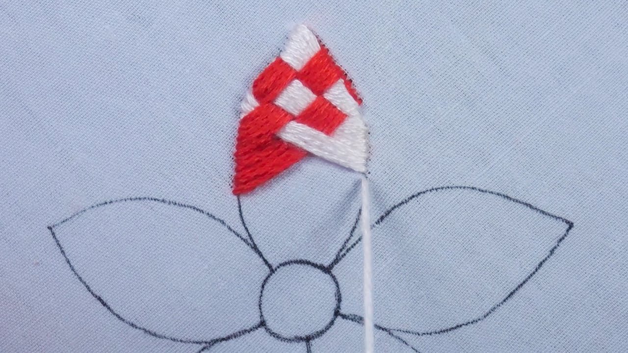 hand embroidery amazing double color layering variation flower design needle knitting work