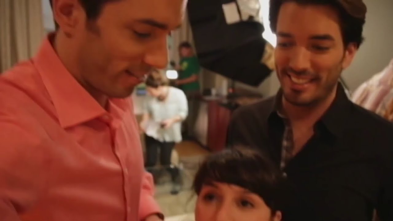 Property Brothers (6'5") compare heights with director and cameraman