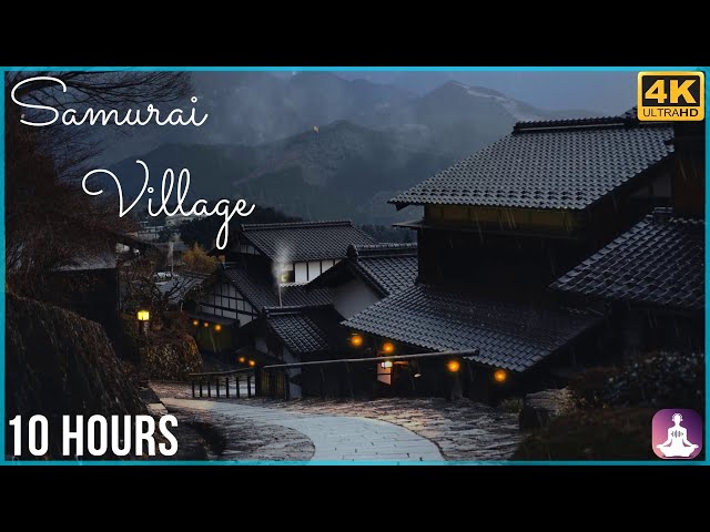 SAMURAI VILLAGE - 10 HOURS - HANS ZIMMER - JAPANESE MUSIC RAIN MEDITATION - ASMR - 4K - class=