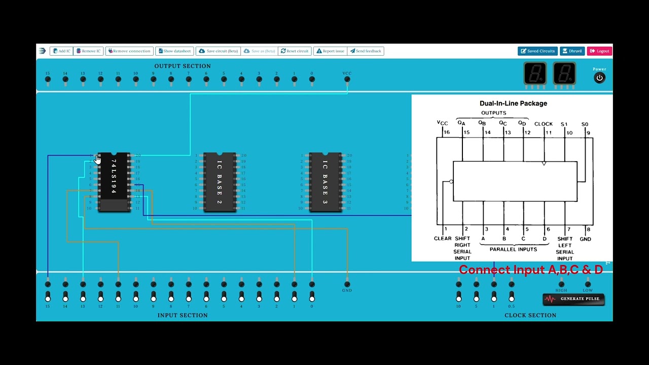 Bidirectional Universal Shift Register in Deldsim Simulation