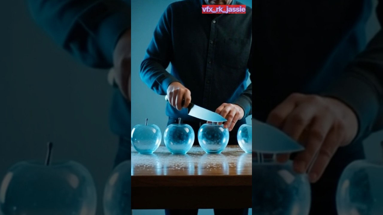 Glass apple cutting 