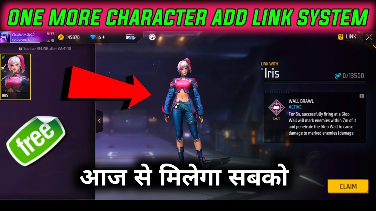 link system add more one character / character link system free fire | free fire new event