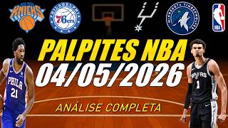 Melhores Palpites NBA HOJE - Análise NBA (04/05/2026) - Palpites Basquete para HOJE + Bilhete PRONTO