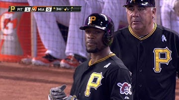 PIT@MIA: Marte doubles in Polanco to open the scoring