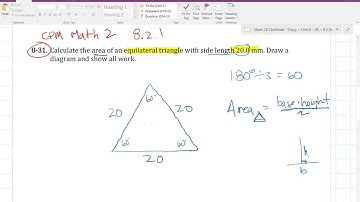 CPM Math 2 Section 8.2.1 #8-31 (the area of an equilateral triangle)