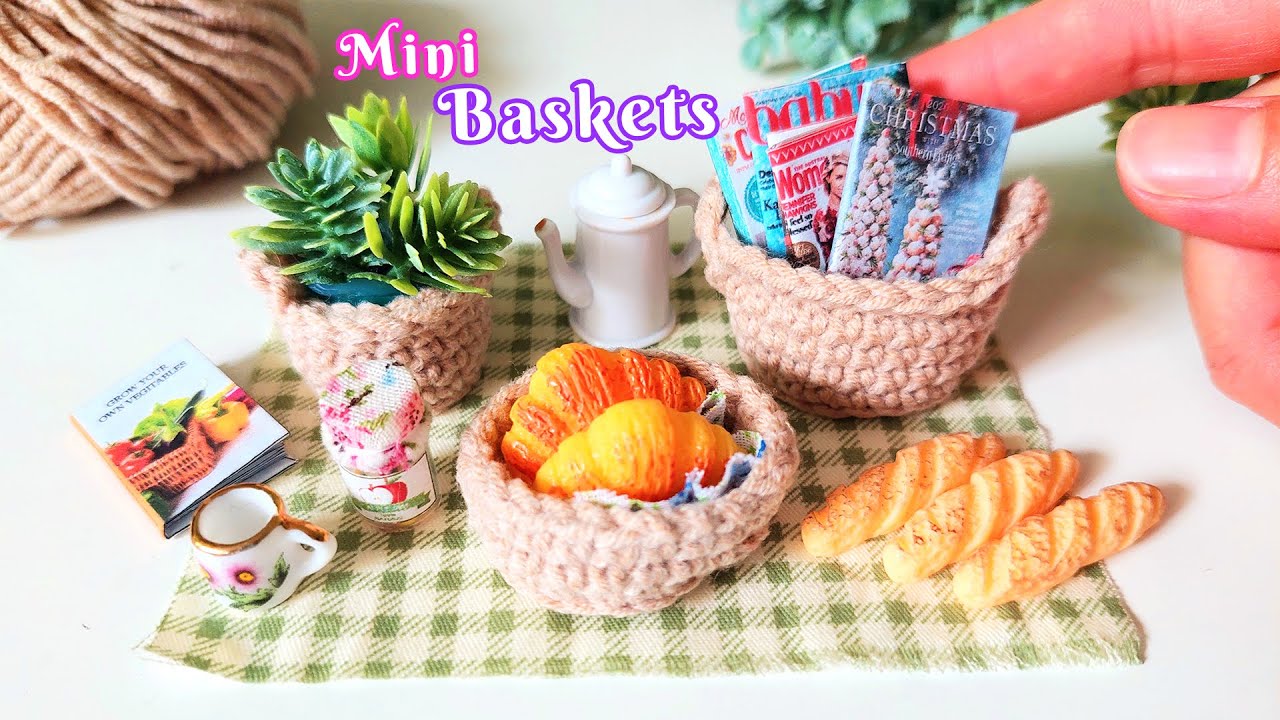 How to crochet a Miniature Baskets for your Dollhouse | Quick and