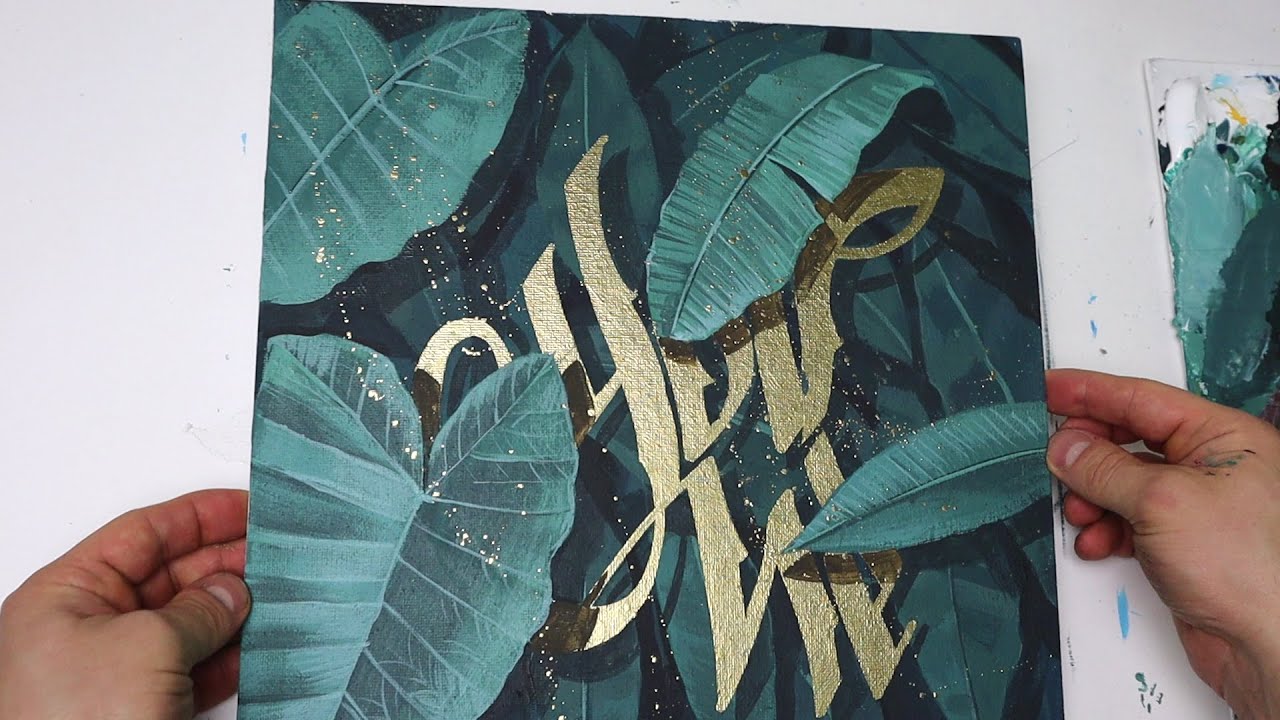 LEAF ART painting / abstract painting / Acrylic YouTube