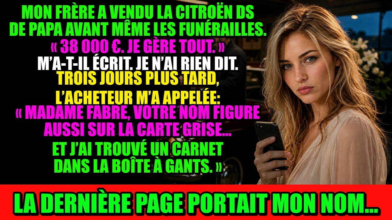 Le matin de l'enterrement de mon père, j'aurais dû me douter que mon frère préparait déjà son coup. Cinq jours plus tard, à 7h42, il m'écrit : « Vendu, 38 000 €, je gère tout. » Il parlait de la...