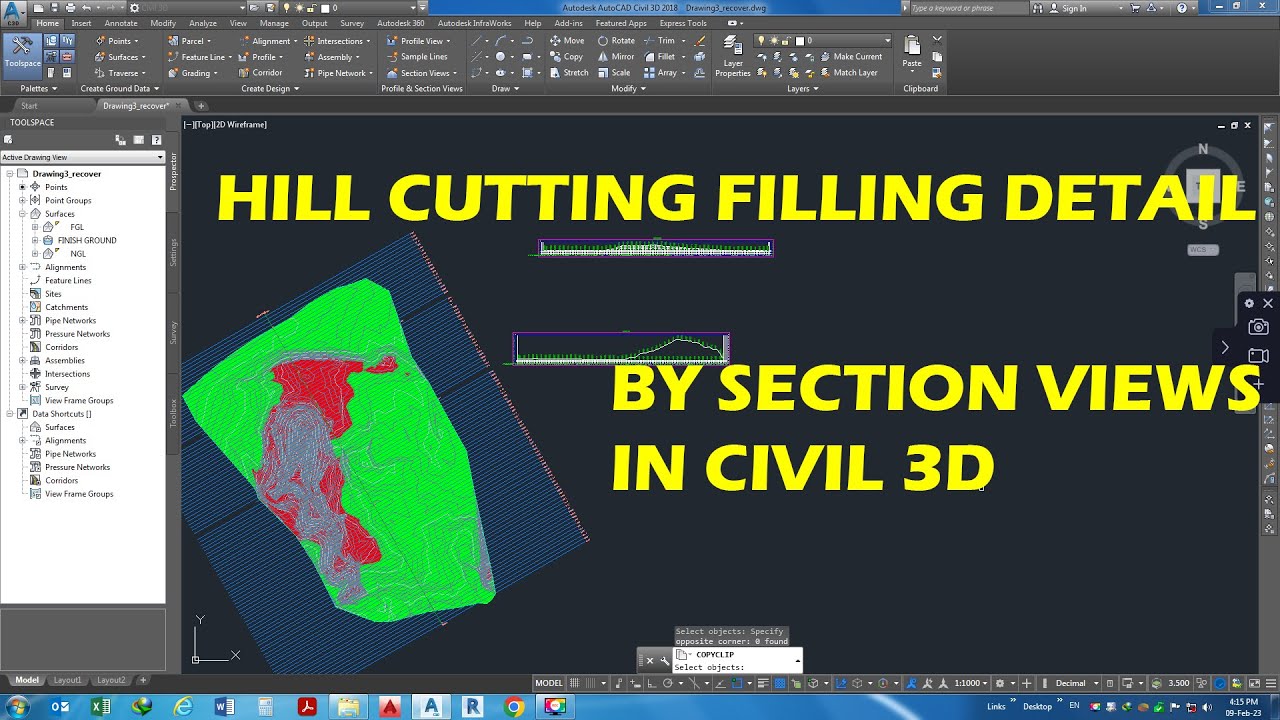 AutoCAD Civil 3D in URDU | earth work qty with sections - YouTube
