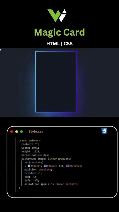 Create easy and simple magic card glow using HTML & CSS. #htmlcss #css ...