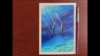 painting acrylic easy underwater beginners tutorial dolphins