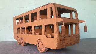 How to make cardboard double decker bus / cardboard bus #bus #cardboardcraft @Adityacreates