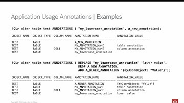 Oracle Database 23c Free - Developer Edition: Usage Annotations