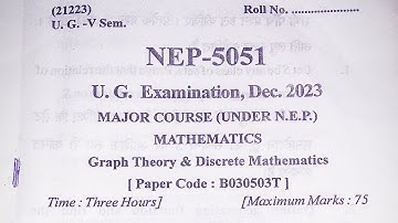 B.sc 5th semester (Graph Theory & Discrete Mathematics) second paper 2023-24 ccs University Meerut