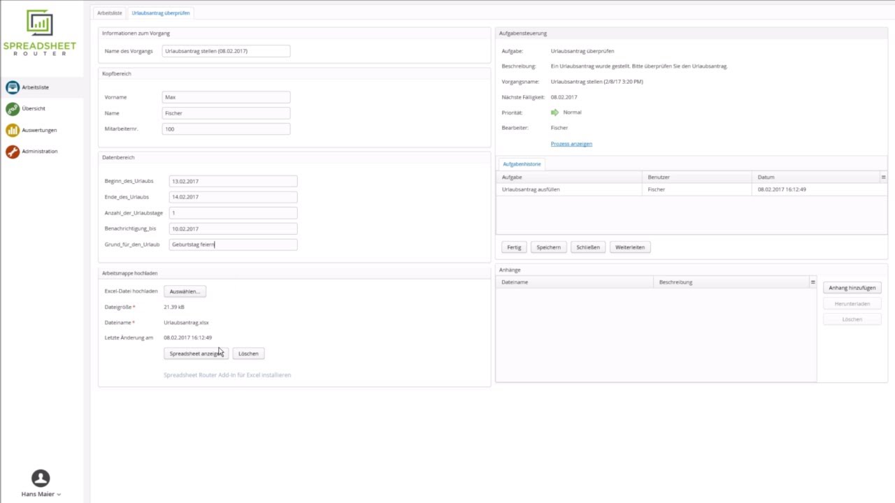 Youtube Video: Spreadsheet Router Tutorial: Spreadsheet Aufgabe starten