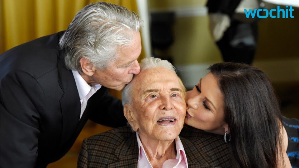 Kirk Douglas and Daughter-In-Law Catherine Zeta-Jones Appear On Golden Globes Stage Together