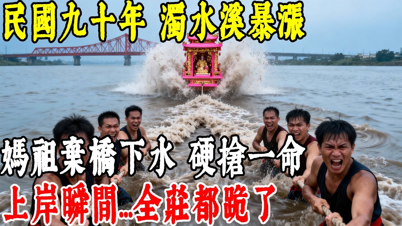 民國九十年，濁水溪暴漲！媽祖神轎棄橋下水，硬是從水鬼手裡把「她」搶回來...上岸那一刻，全莊人都跪了！#情感#民間故事#真實故事#中老年生活 #台灣