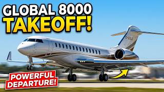 Bombardier Global 8000 TAKEOFF! Newest Ultra-Long Range Jet at SRQ ✈️