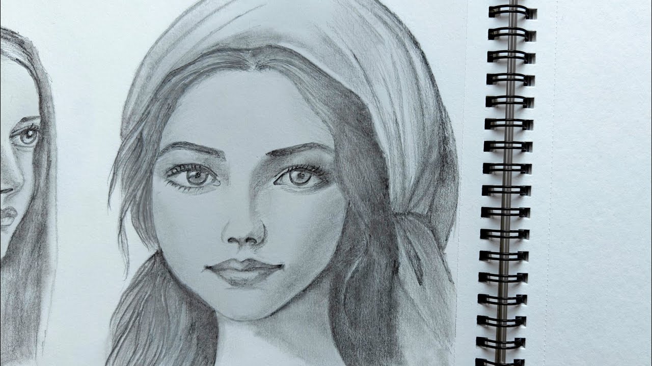 Girl sketch/ pencil drawing/ how to draw a realistic girl step 