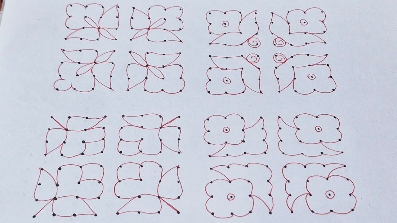 Simple rangoli design for beginners | 8x8 chukkala muggulu design | Daily rangoli design with dots 