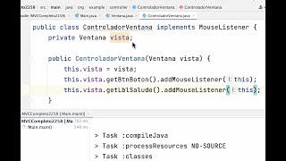Swing MVC completo, ejemplo de implemetacion de Controlador (Controller) en Java Swing.