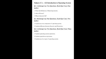 CA-122 Introduction To Operating System | Important Questions 2025 | BCA | NEP | Most Questions |
