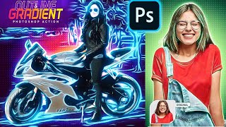 Outline & Gradient Photo Effect | Photoshop Action screenshot 2