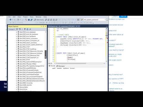 SQL -- tables and insert entries