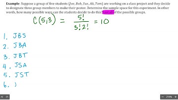 List outcomes of sample space