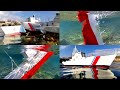 Cardboard ship sinking, model of a coast guard ship rammed and sank an intruder ship