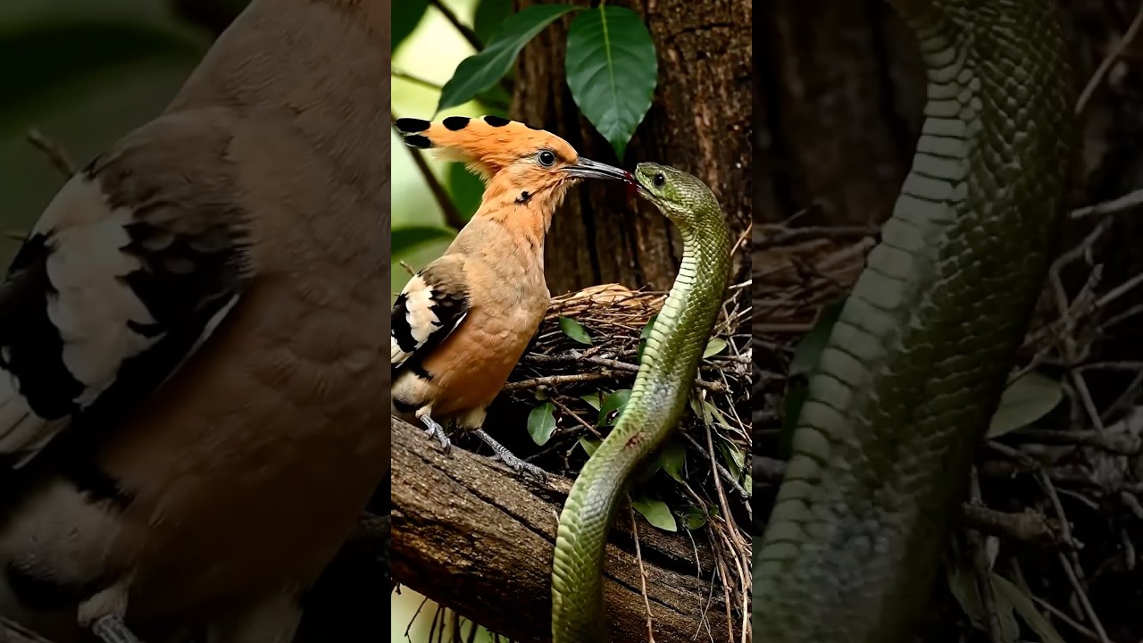Змея против птицы – Эпическая битва на деревьях! 