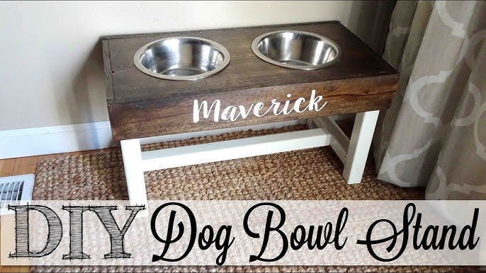 Natural Wood Dog Bowl Stand, Handmade Dog Bowl Stand