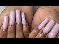 Long Pink Tapered Square Acrylic Nail