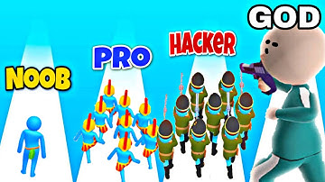 NOOB vs PRO vs HACKER vs GOD in Crowd Evolution