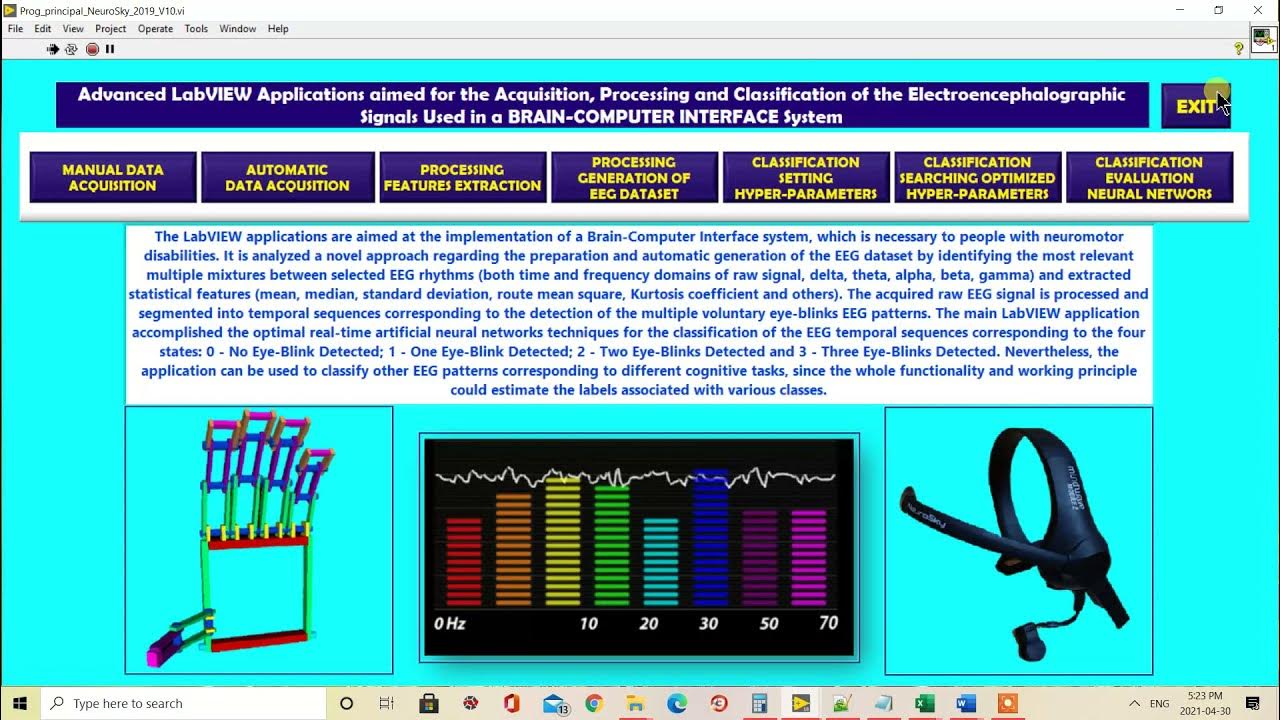 LabVIEW Apps aimed for the Acquisition, Processing and Classification