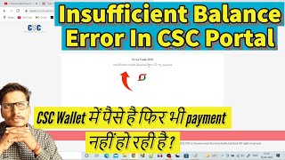 Insufficient Balance Error In CSC Portal - Solution