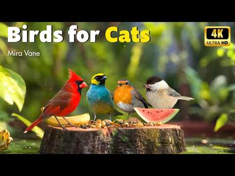 4K Bird Feeder Delight 🦜 | The Ultimate Cat TV Experience with Stunning Birds and Nature Sounds 🐱