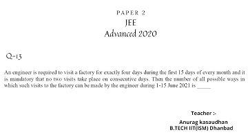 JEE Advanced 2020 Math Paper 2 (Q 13) solution | IIT JEE Maths |  #jeeadvanced2020 #projecteducation